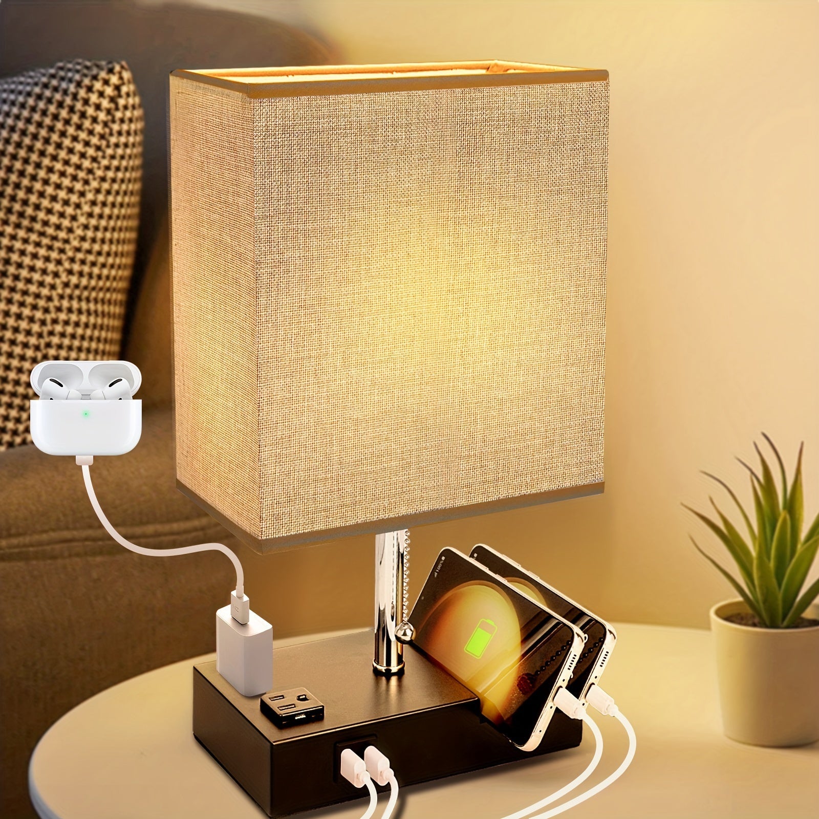 Lâmpada de Cabeceira LED Moderna de 3 Cores com USB + 1 Ano de Garantia