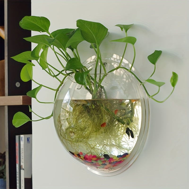 1pc Aquário Hidropônico de Fácil Instalação, Sem Furação - Tanque de Peixes Transparente de TPU Montado na Parede com Decoração de Bolhas Coloridas, Ideal para Decoração de Casa & Escritório, Decoração de Aquário