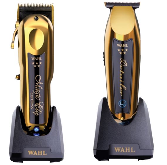 Combo Máquina De Corte Wahl Magic Cordless Gold  + Máquina de Acabamento Detailer Li Cordless Gold