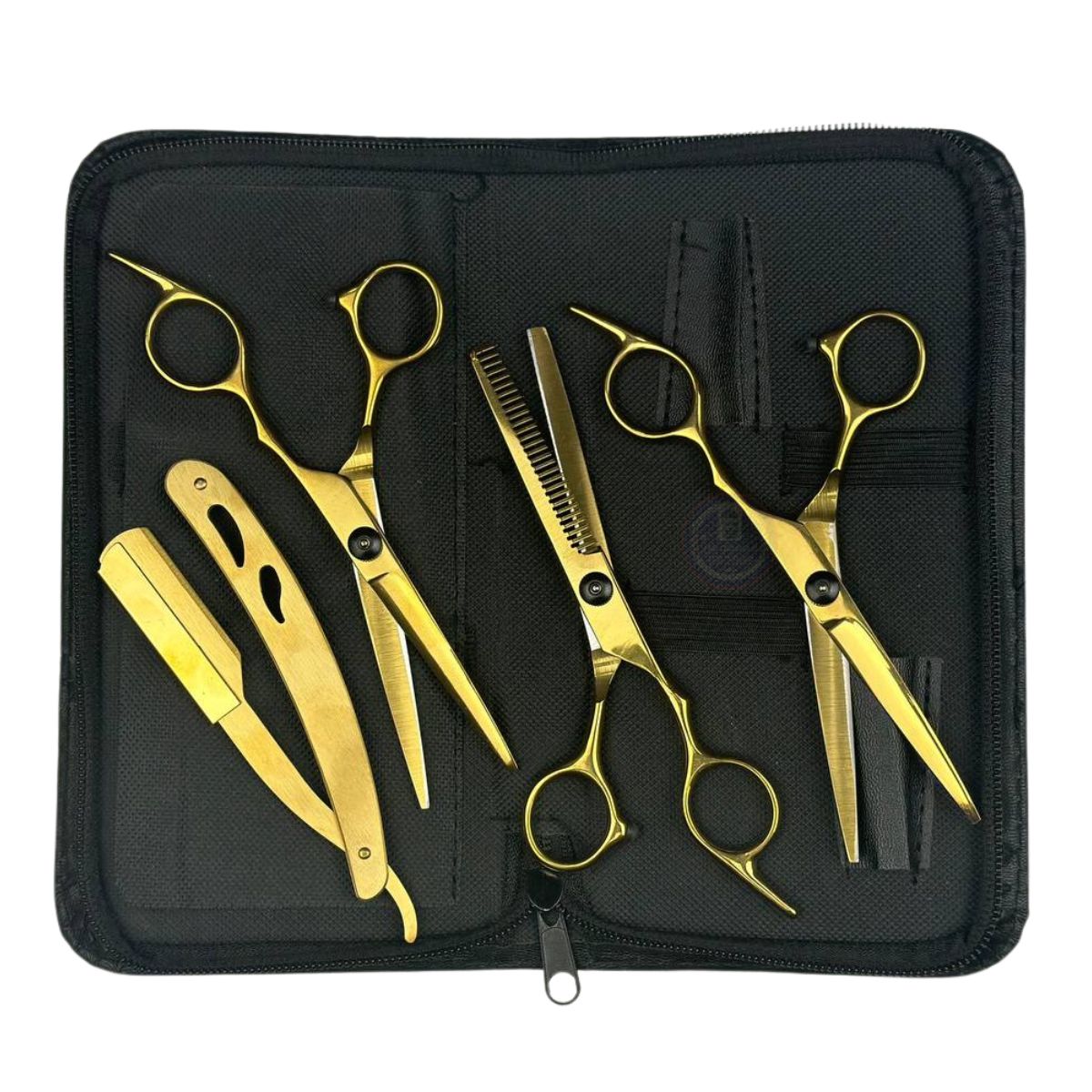 Kit 3 Tesouras Douradas Profissionais + Navalhte e Estojo Grátis 6.0