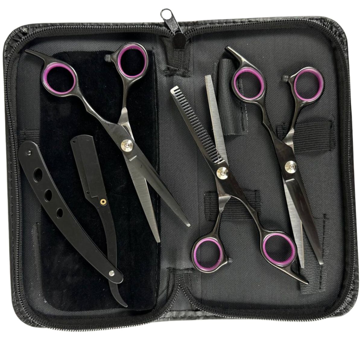 Kit 3 Tesouras Preta Profissionais + Navalhte e Estojo Grátis 6.0