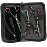 Kit 3 Tesouras Preta Profissionais + Navalhte e Estojo Grátis 6.0