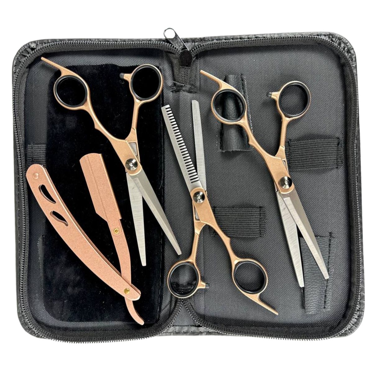 Kit 3 Tesouras Rose Profissionais + Navalhte e Estojo Grátis 6.0