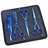 Kit Azul 3 Tesouras + Navalhete + Estojo Profissional 7.0
