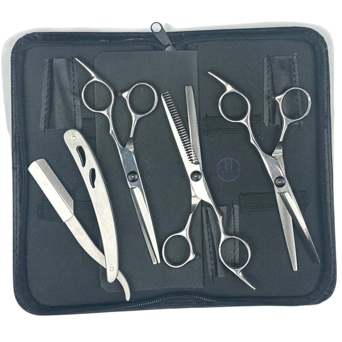 Kit Prata 3 Tesouras + Navalhete + Estojo Profissional 6.0