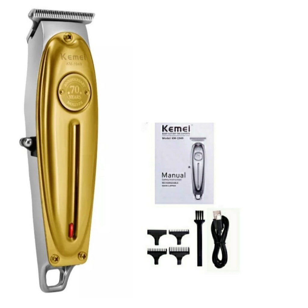 Maquina De Corta Cabelo Acabamento Kemei Km 1949 Gold Metal