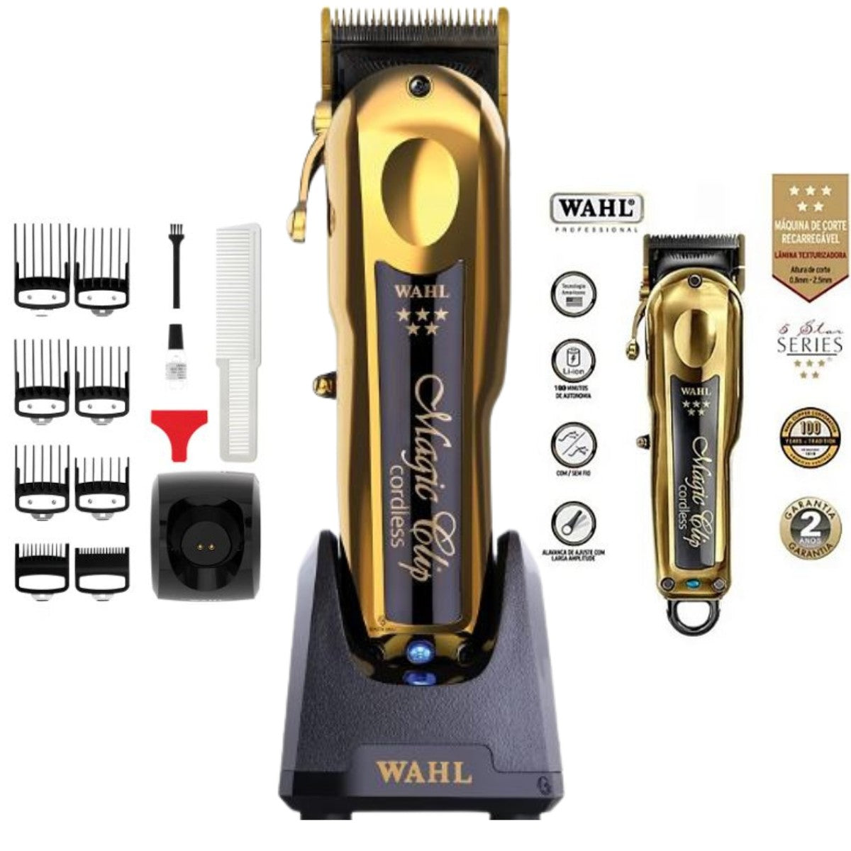 Máquina Wahl 5 Star Limited Edition Gold Cordless Magic Clip Lançamento