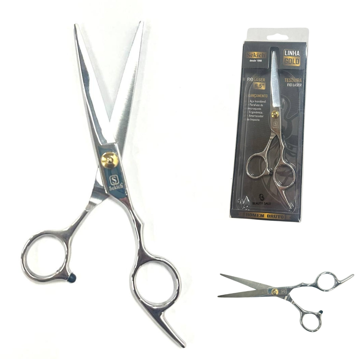 Tesoura Profissional Sekich Fio Laser 25910 Prata 6.5 Polegadas