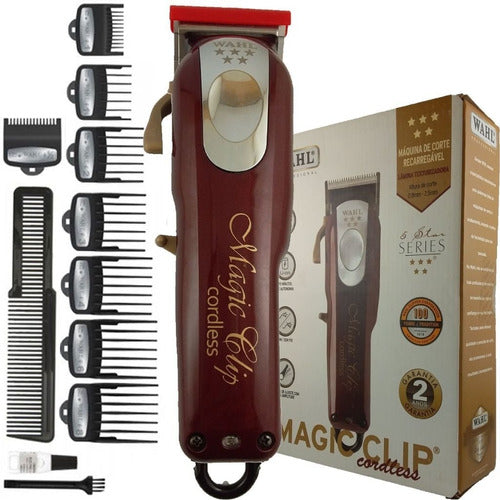 WAHL MÁQUINA DE CORTE MAGIC CLIP CORDLESS BIVOLT SEM FIO PENTES PREMIUM
